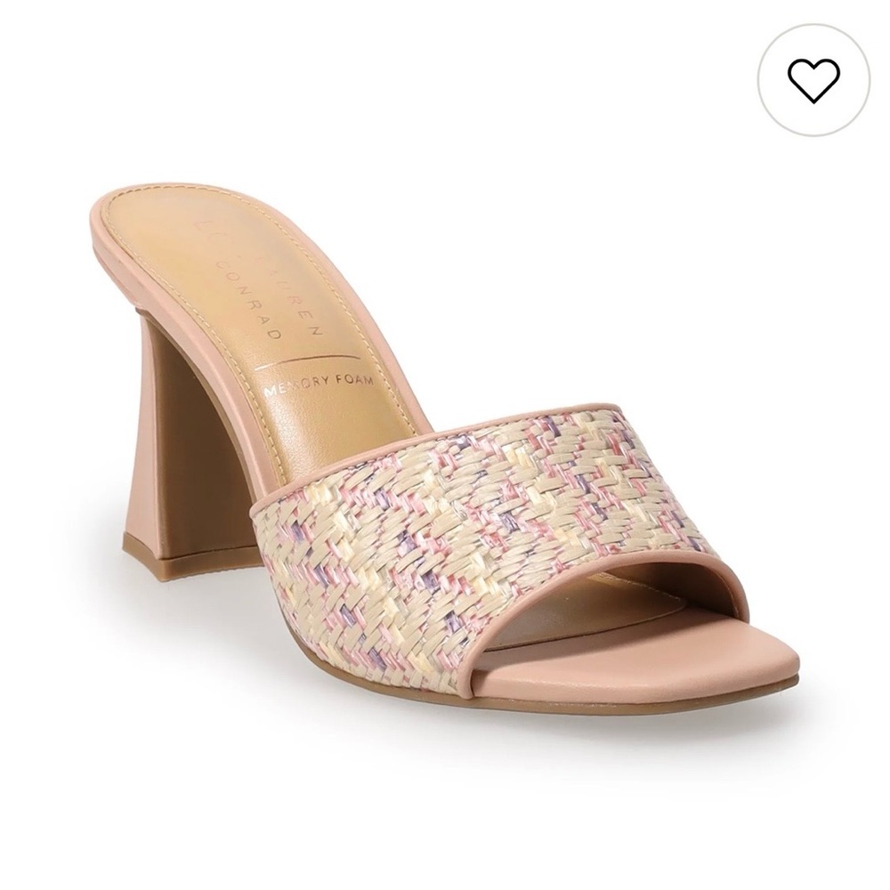 LC Lauren Conrad Women's Pink Woven Heeled Sandals - Picture 2 of 12